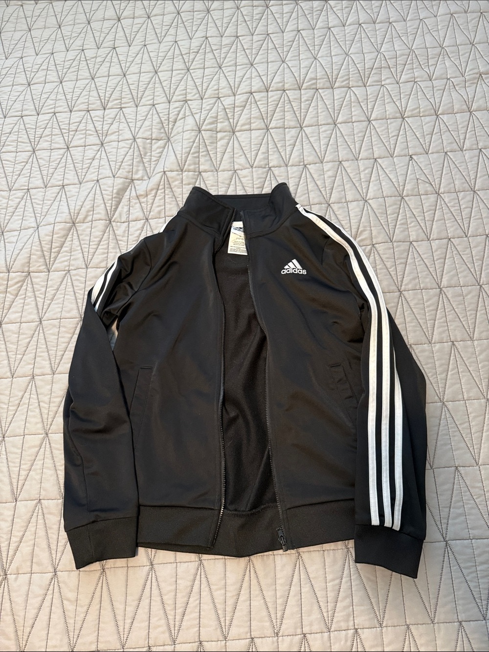 adidas Black Track Jacket with White Stripes - Kids